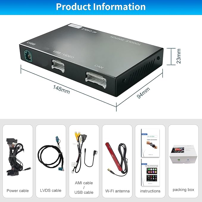 Road Top Wireless CarPlay & Android Auto Retrofit Kit for Mercedes-Benz E-Class W212 E Coupe C207 2012-2015, NTG4.5/4.7 System, CarPlay Interface Decoder, MirrorLink, Backup Camera, OEM Knob Control