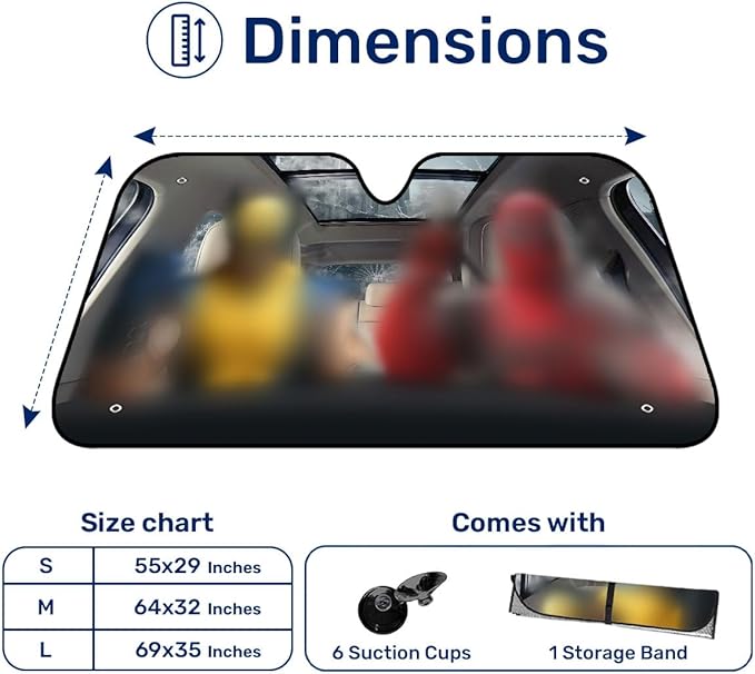 GENANY Superhero Movie Windshield Sun Shade for Car SUV Truck (64x32 inches), Sun Shade Windshield, Shades for Front Windows, Sunshade for Car Windshield, Protector Blocks UV