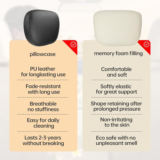 Car Neck Pillow Headrest, Relieves Fatigue, Protects Cervical Vertebra, Enhances Driving Experience, Memory Foam Core, Ultra-Soft & Comfortable, Height Adjustable, Breathable, Easy to Clean 1P