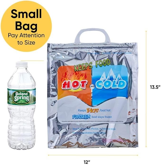 Superio Hot and Cold Insulated Bags for Food Delivery, Grocery Shopping Bags, Food Storage for Hot and Frozen Food for Travel, Disposable Cooler Bag, Reinforced Thermal Lunch Bag (2, 12"x13.5")