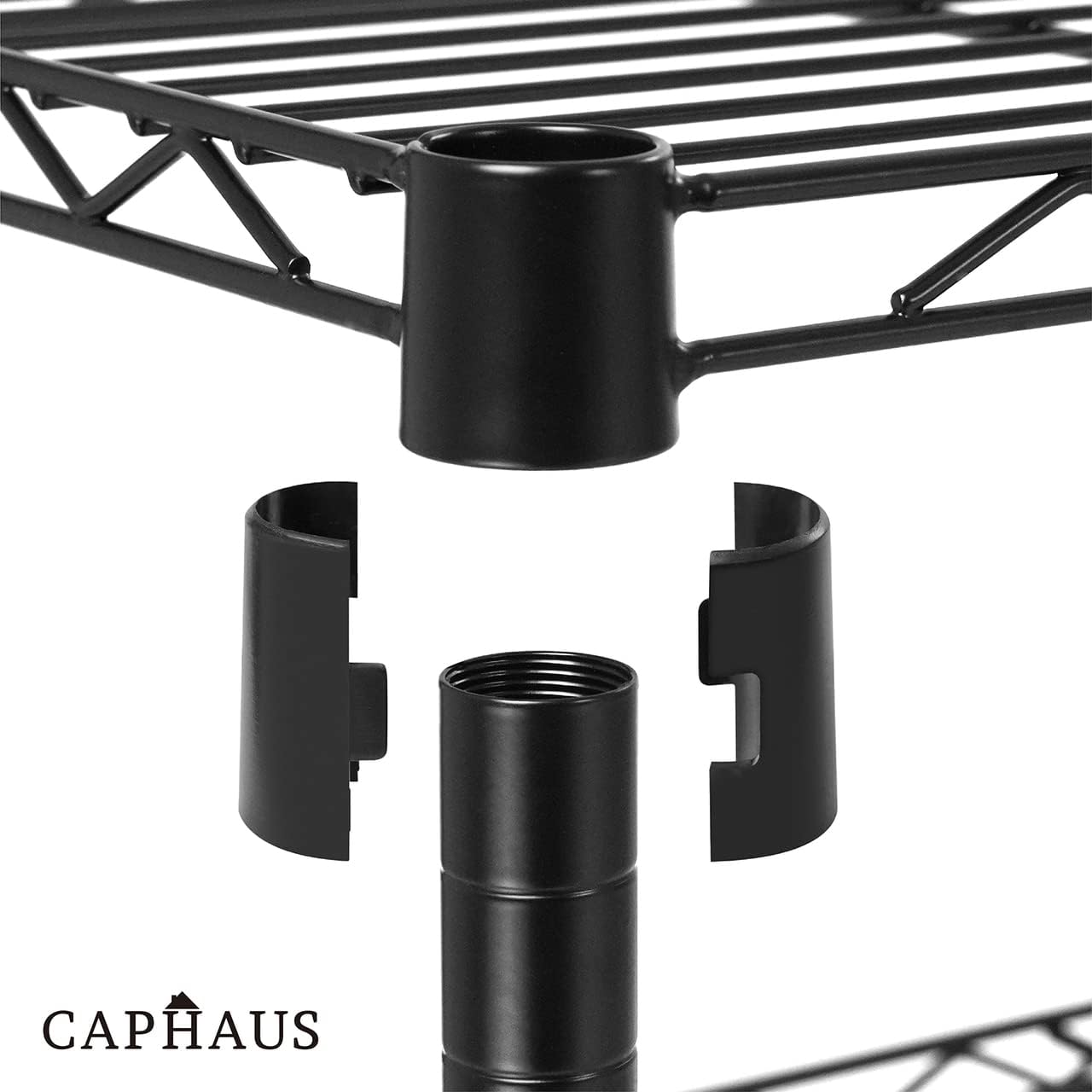 CAPHAUS 3/4/5-Tier Adjustable Height Wire Shelving Unit, Wire Rack Shelving, Metal Steel Storage Shelves, Garage Shelving Storage Organizer, Utility Storage Shelf, 5-Tier Without Wheels, Black