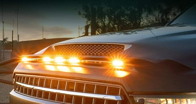 iJDMTOY 5-Bar/Section Amber Yellow 15-LED Hood Bulge Behind Grille Light Kit Compatible with Toyota 2014-2021 Tundra
