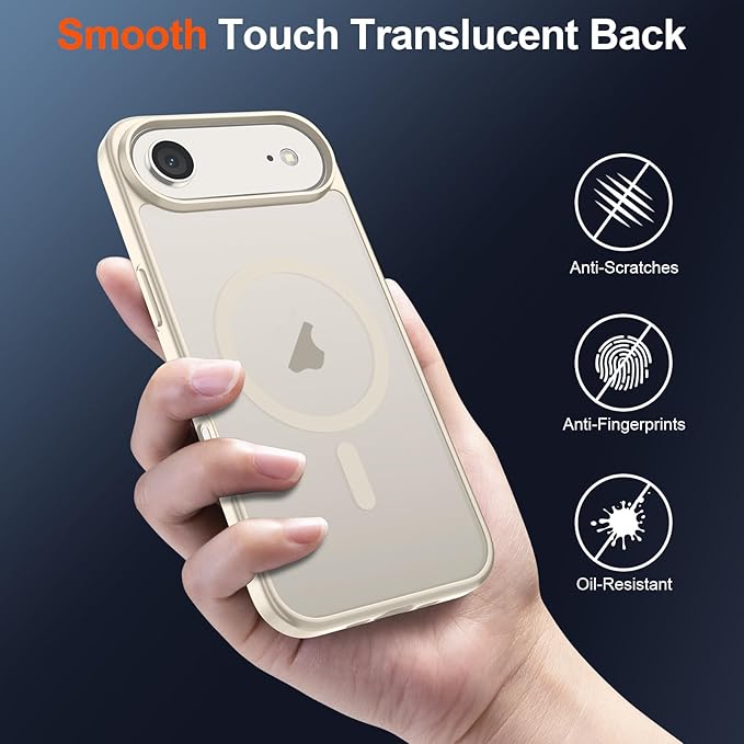SUPFINE Magnetic for iPhone Air Case (Compatible with MagSafe)(Military Grade Drop Protection) Slim Translucent Matte Shockproof with Anti-Fingerprint Phone Cover for 17 Air,Antique White