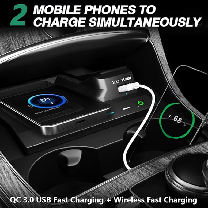 Wireless Car Charger for Mercedes Benz C-Class GLC AMG 2015-2022, 15W Fast Charging Phone Charger Pad for Mercedes-Benz C180/C200/C260/C300/C450 GLC200/GLC260/GLC300 AMG C43/C63/GLC43/GLC63