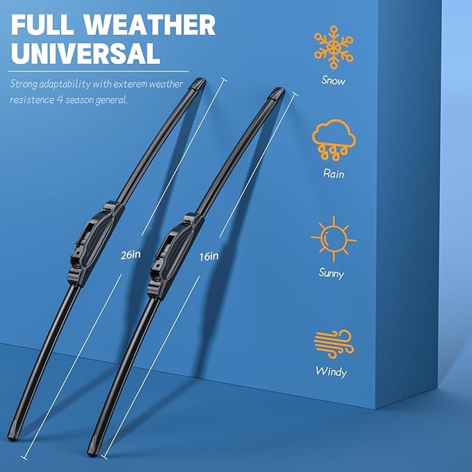 MIKKUPPA 26"+16"+10" Windshield Wiper Blades Replacement for Toyota Rav4 2013-2018 U/J Hook Front and Rear Wiper Blades All Season, Pack of 3