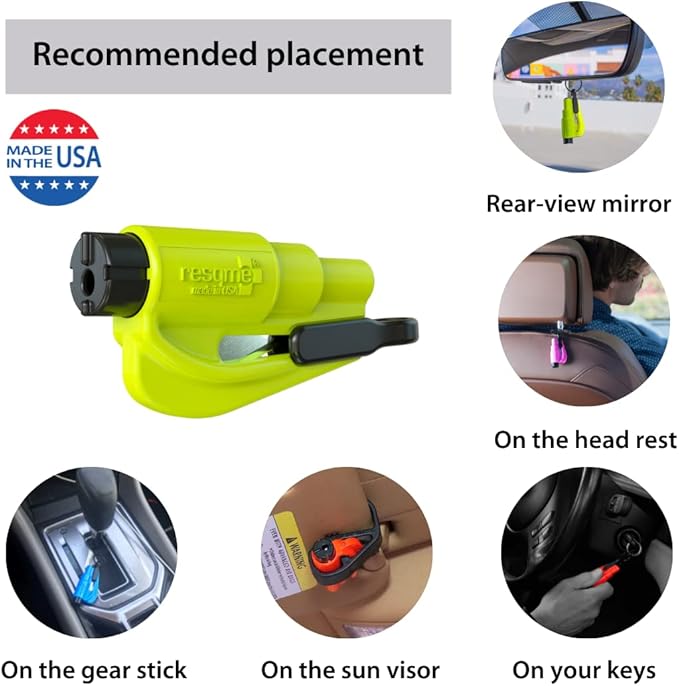resqme The Original Compact Emergency Keychain Car Escape Tool, Seatbelt Cutter and Window Breaker, Made in USA, Pack of 2