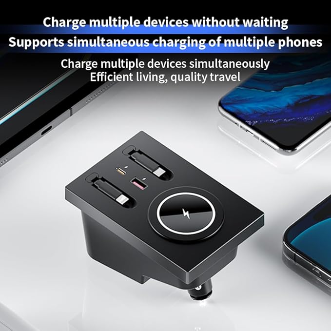 Car USB Hub Docking Station for Volvo XC60 XC90 S90 V90 S60 V60 Type-C Fast Charger Auto Interior Centre Console Accessories Cigarette Lighter Decoration Phone Wireless Charging Adapter