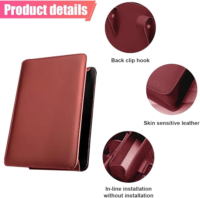 Car Trash Can, Leather Car Garbage Can with One Roll Trash Bag, Foldable Hanging Storage Container, Mini Trash Bin, Vehicle Garbage Organizer Holder for Door Side, Back Seat (Burgundy)