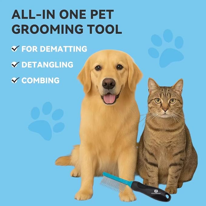 SheddEase Groom & Care Reusable Dog & Cat Pet Hair Remover for Furniture, Couch, Carpet | Deshedding Comb for Shedding, All-in-One Pet Hair Remover & Grooming Comb Kit