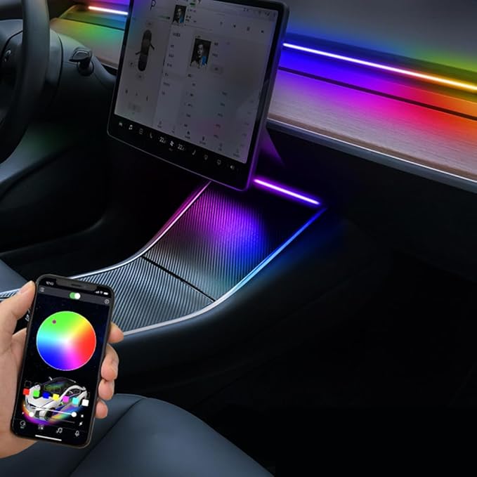 Ambient Front Trunk Lights for Tesla Model 3 Y 2021-2023 (Trunk/Neon),Interior Car LED Strip Lights,Front Interior Frunk Lightning String for Neon Atmosphere