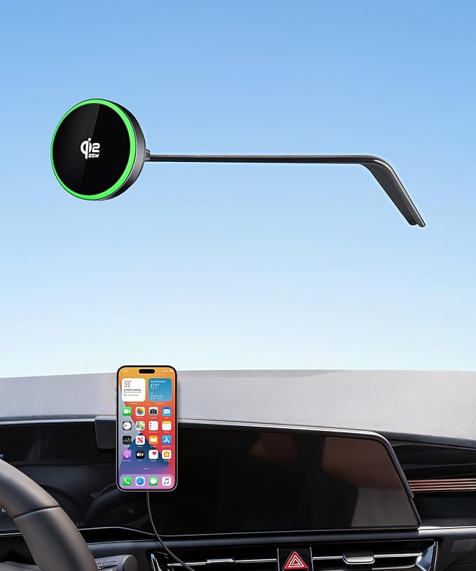 Qi2.2 Max 25W Fast Wireless Car Charger Phone Holder for 2023 2024 2025 2026 Kia NIRO/EV/Hybrid 8/10.25-Inch Screen, Magnetic Phone Mount Compatible with MagSafe