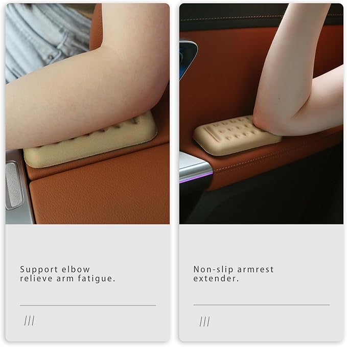 2PCS Car Arm Rest Elbow Pads,Comfortable Car Arm Rest Cushion with Memory Foam Pad for Arm Support,Universal Car Interior Accessories Car Door Armrest Pad (Beige)