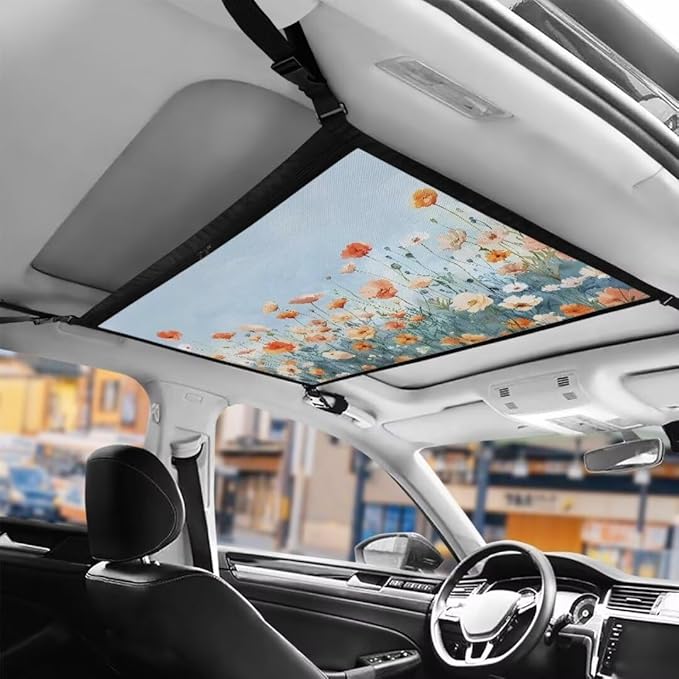 Orange Flower Car Roof Storage Bag Car Roof Seat Organizer Premium Car Seat Organizer One-Size-Fits Car Travel Accessories