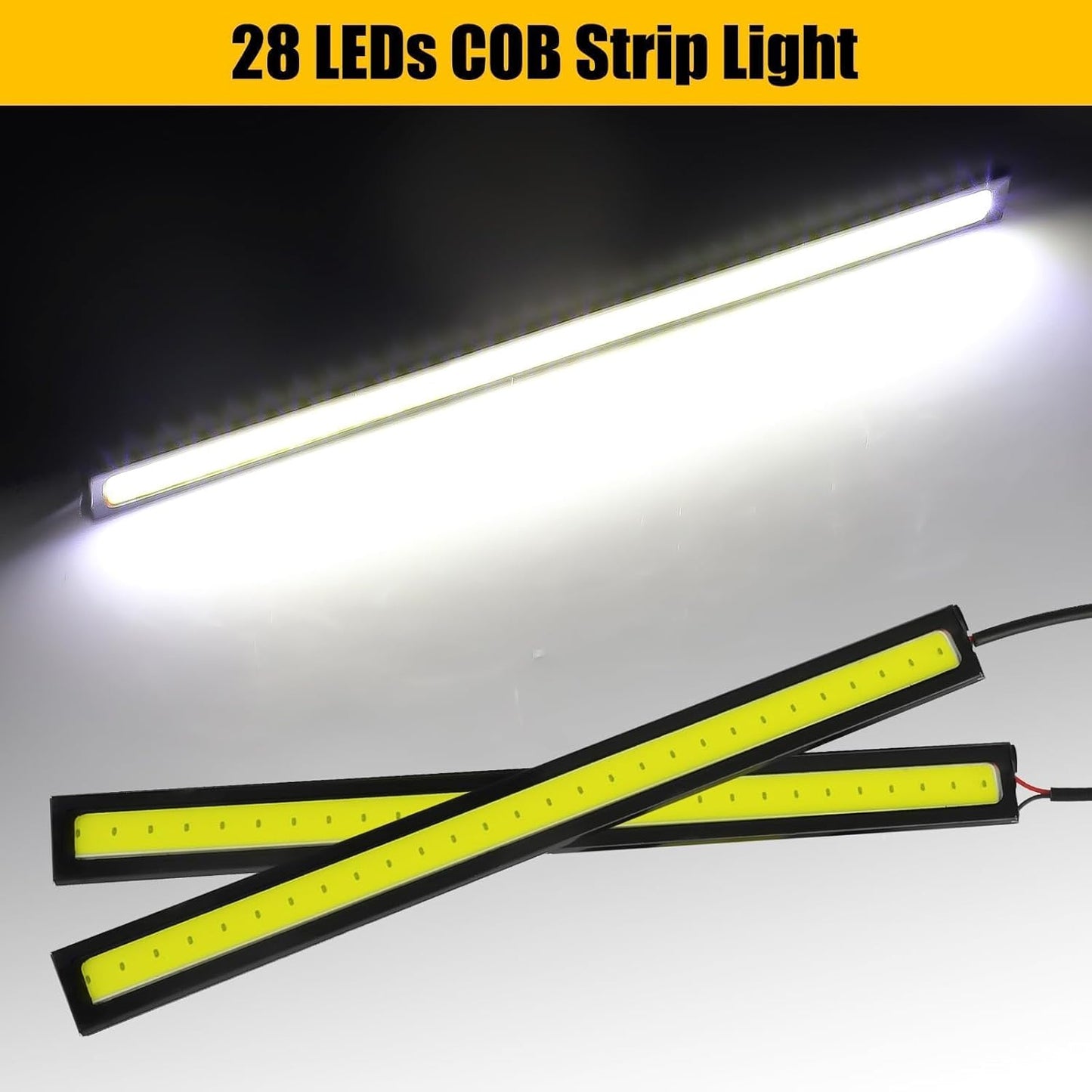 Linkstyle 12PCS 12V LED Interior Light Bar, Waterproof 28 LEDs COB Strip Light Super Bright Lights for Truck Boat Bike RV, White
