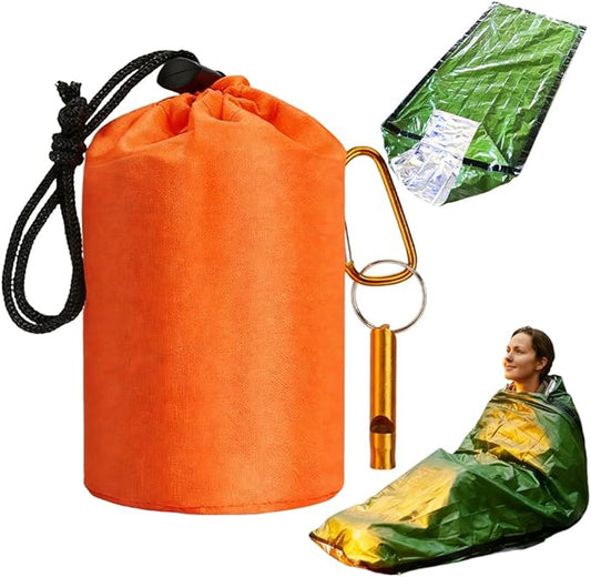 2026 New Blanket, Emergency Sleeping Bag for Survival, Blanket with Emergency Whistle Waterproof, Compact Lightweight, Emergency Mat for Survival Kit Car Camping Gear Hiking Go (Orange)