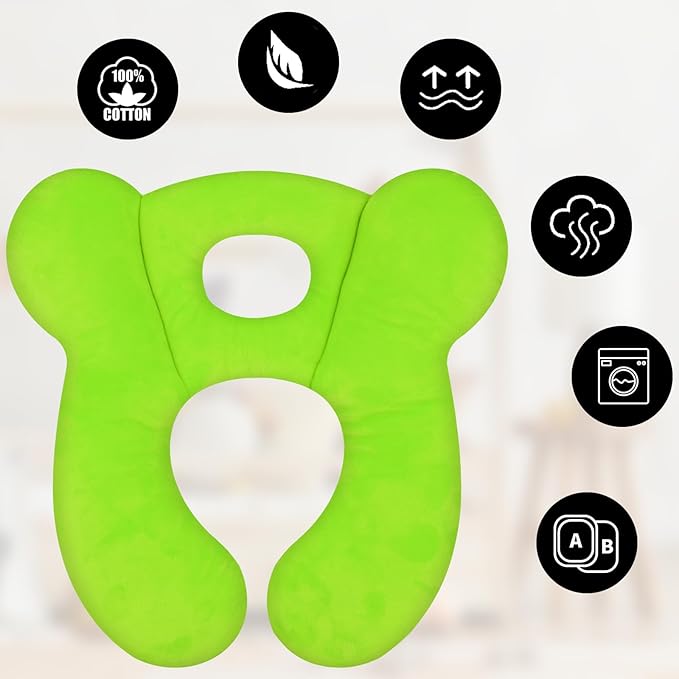 Baby Travel Pillow, Upgrade U-Shape Infant Pillow for Car Seat Pushchair and Stroller, Soft Comfortable Sleep Cushion for Kids Newborn and Toddler -Light Green