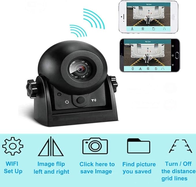 Wireless Backup Camera,1080P HD Magnetic Rear View Camera for Truck/RV/Trailer, Works with CarPlay & Android Auto/in‑Dash Screen, No‑Drill Install, Rechargeable Battery, Night Vision, IP68