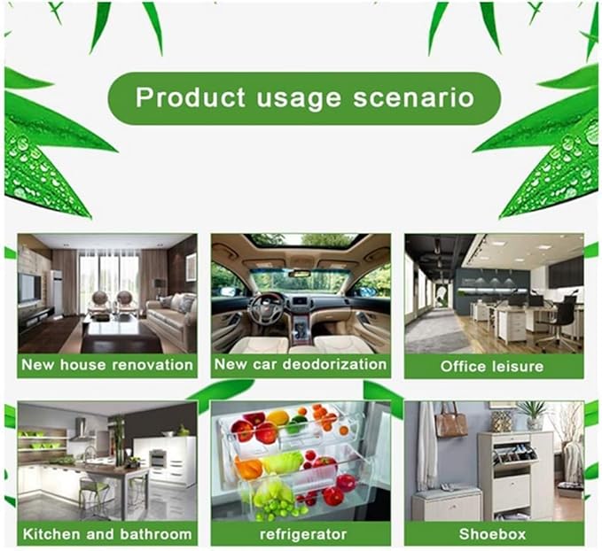 MOCOFO Bamboo Odor Eliminator Bags (4 Pack), Bamboo Charcoal Air Purifying Bag, Natural Air Fresheners & Odor Eliminators, Closet Dehumidifier, Car Air Purifier (4 Pack Triangle Shape)