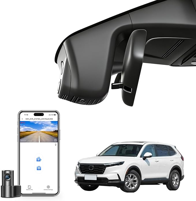 Mangoal Honda CRV Dash Cam Front 4K & Rear 1080p Custom fit for Gen6 CR-V & CR-V Hybrid 2023-2026(Black)(Model B), Integrated OEM Look, UHD 2160P Video, WiFi & App, 128GB Card