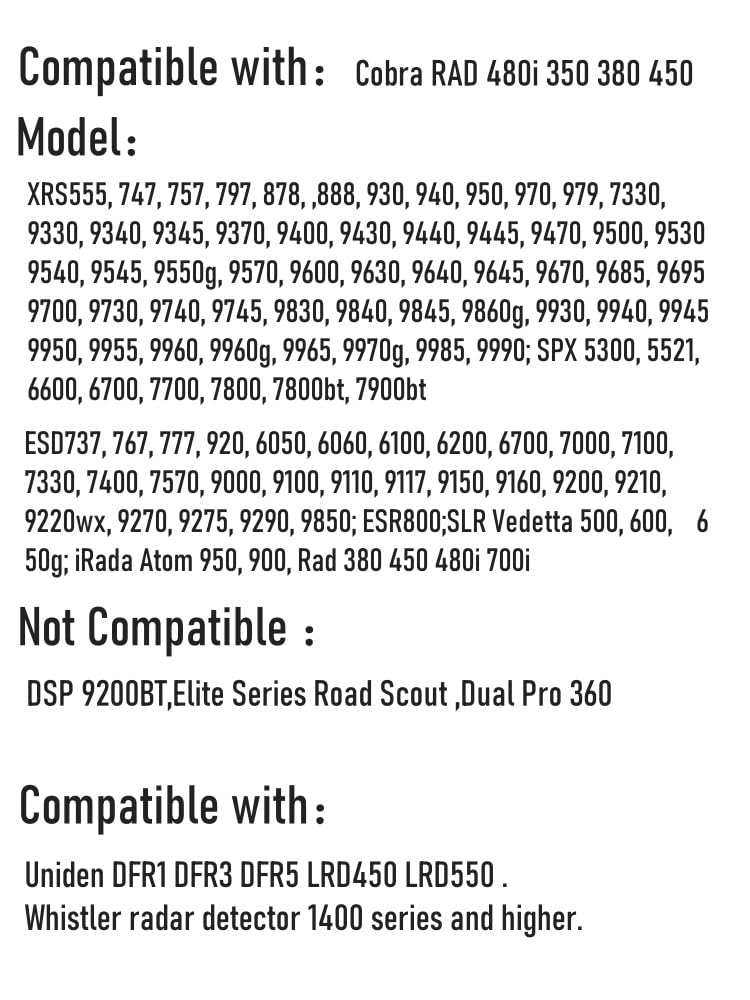 Radar Detector Power Cord Compatible with Cobra RAD 480i 350 380 450 Uniden DFR1 DFR3 DFR5 Whistler etc Radar Detector Dc3.5 to Type C（Type C 7FT