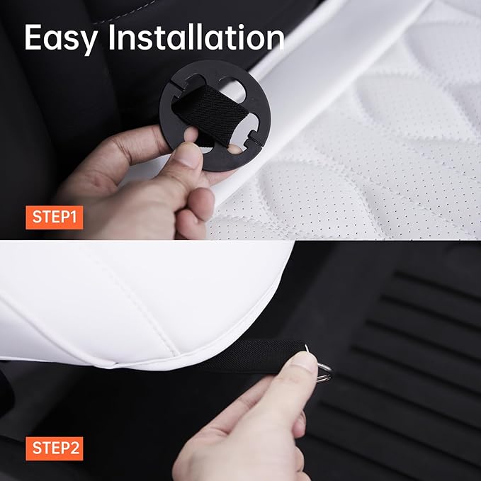 2 Pack Front Bottom Car Seat Cover, Luxury Leather Seat Covers Compatible with Tesla Model Y/3 2026 2025 2024-2020, Breathable and Waterproof Tesla Model Y/3 Accessories (White, 2Pcs)