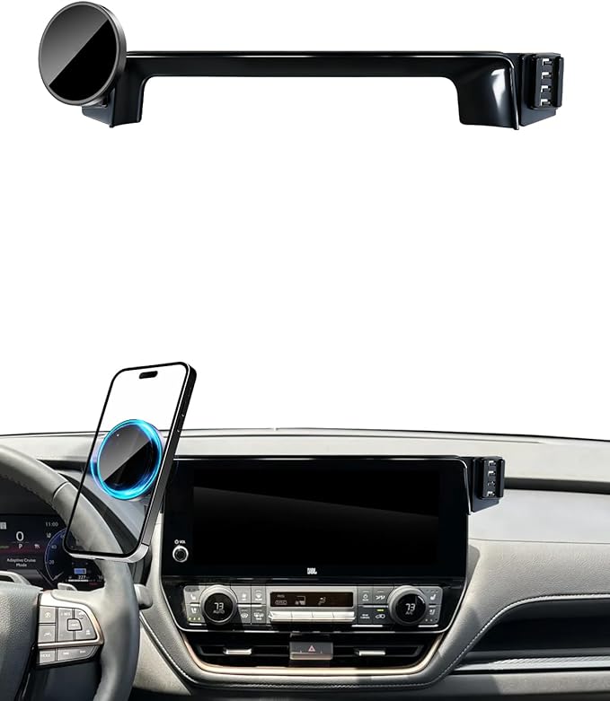 SKYLOTEC Phone Mount for Toyota Grand Highlander/Grand Highlander Hybrid 2024-2026, Magnets Wireless Charger Phone Holder Compatible with MagSafe, 12.3-inch Screen Cradles Bracket for Cell Phones