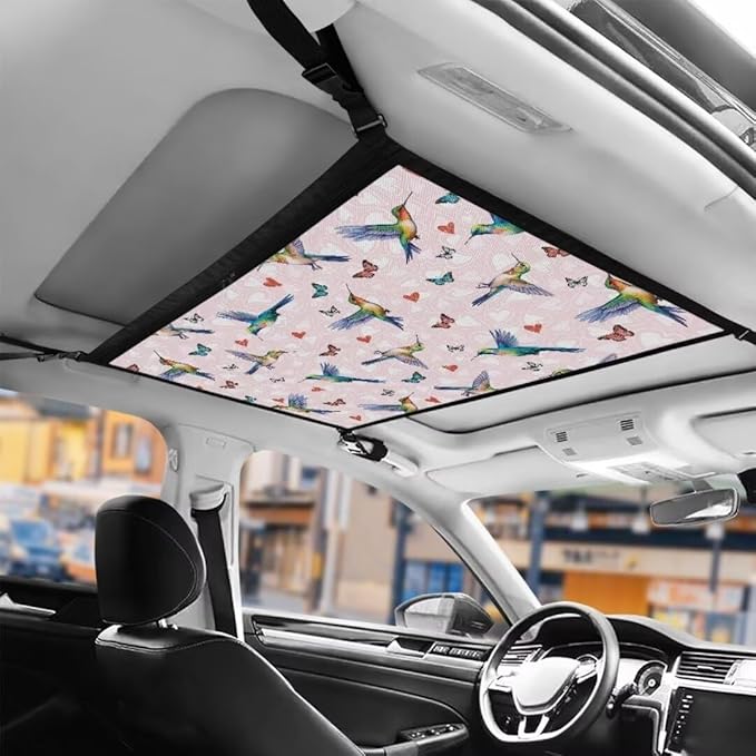 Hummingbird Butterfly Car Roof Storage Bag Auto Seat Storage Hanging Bag Premium Car Seat Organizer Car Travel Accessories Compatible with Most Cars
