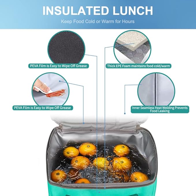 Iknoe Large Cooler Bag Collapsible 24 Can Insulated Bags Leakproof Lunch Cooler Tote with Multi-Pockets for Adult Insulated Thermal Bag for Beach, Picnic, Office Work(Mint Green)
