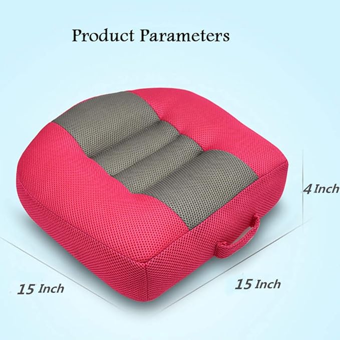 Srutirbo Car Booster Seat Cushion Heightening Height Boost Mat, Breathable Mesh Portable Car Seat Pad Angle Lift Seat for Car, Office,Home (Rose Red)