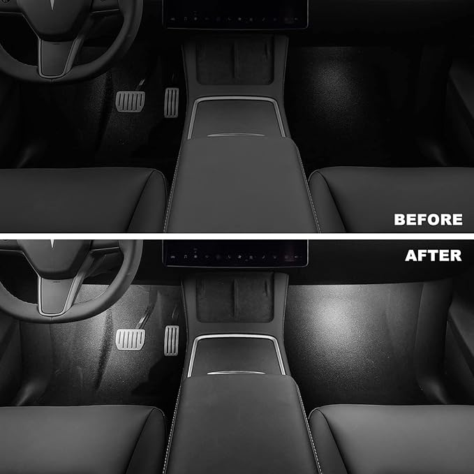 4 Pcs Interior LED Lights Bulbs Kit Compatible with Tesla Model 3, Y, X, S, Super Bright Replacement Light Bulbs for Footwell, Door Puddle, Trunk, Frunk - for Tesla Accessories (White)