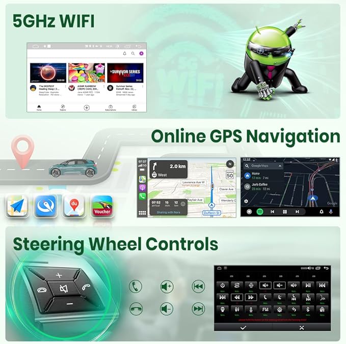 Doreon (4GB+64GB ROM) Car Stereo for Jeep Wrangler JK 2007-2018 Compass Grand Cherokee Dodge Ram 1500, 10.1" Android 15 Radio with Wireless CarPlay Android Auto WiFi GPS BT FM AM SWC Backup Camera