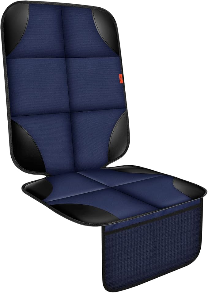 XHYANG Car Seat Protector 1 Pack Car Seat Cushion Mat Thickest Padding,Waterproof 600D Fabric Car Seat Covers for Non-Slip Backing Mesh Pockets for Baby and Pet (Blue, 1 Pc)