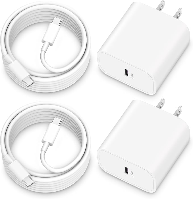 iPhone 17e/17/16e/16 Charger Fast Charging, 2Pack 20W USB C Wall Charger Block Cube with 6FT USB C Cable Cord for iPhone 17e/17/17 Pro Max/Air/16e/16/15 Pro Max/Plus, iPad Pro 13/12.9/11 inch, AirPods