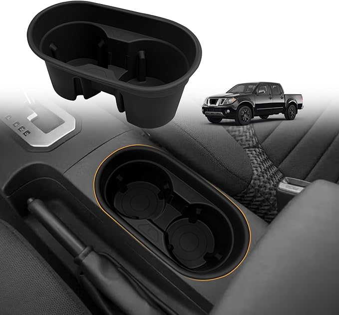 Muslogy Center Console Cup Holder Insert Compatible with 2005-2021 Nissan Frontier Accessories Middle Console Armrest Front Drink Holder Organizer Non-Slip Silicone Drink Stopper