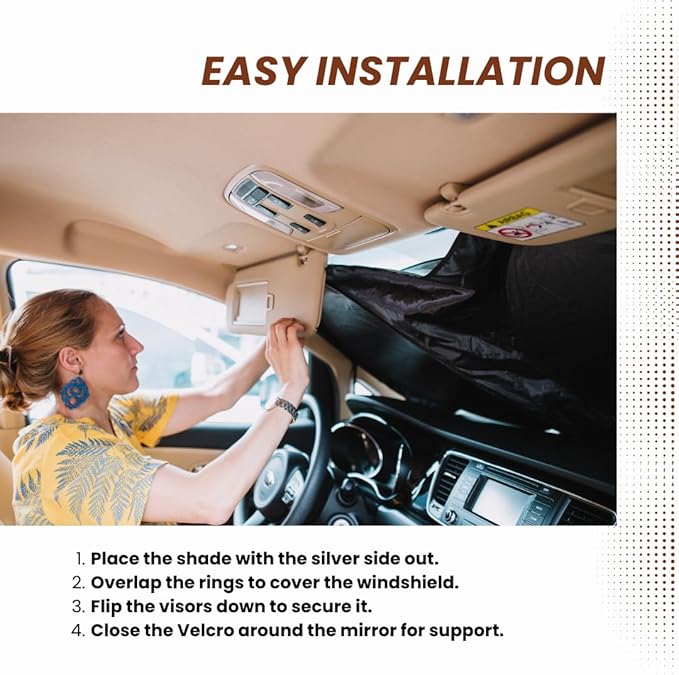 RV Windshield Sun Shade | fits Class-A | Certified 99.87% UVB & 99.02% UVA Protection Sun Shade. Award Winning Sunshade for Car Windshield with Patented Technology. Car Window Shades by Kinder Fluff