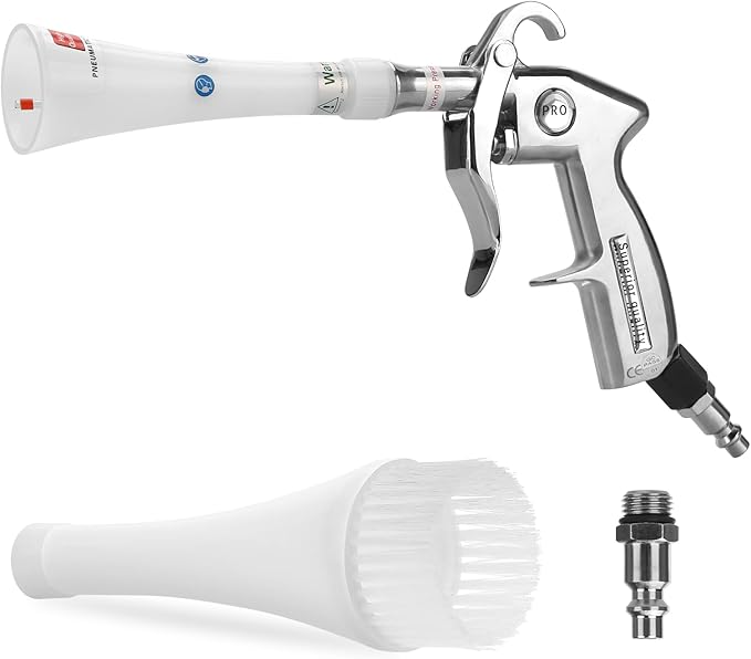MYPIN Aluminium Car Cleaning Gun with Tapered Nozzle, 6-9.2Bar with 2 Set Nozzle, Pressure Air Blower Blow Gun Producing Powerful Blast of Air for Cleaning Cars, Velvet, Furniture and Carpets