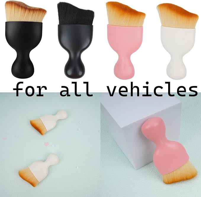 Car Interior Detailing Brush, Curved Dirt Dust Collectors, Car Interior Brush Car Cleaning Brush for Automotive Dashboard Interior Exterior, Skylight, Leather(White 2Pcs)