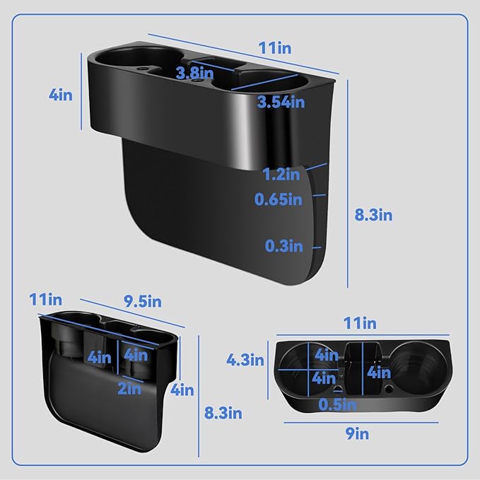 Car Cup HolderSeat Wedge Cup Holder for Car, Seat Gap Filler Cup Organizer Storage Box with Coaster (Black 1Pcs)