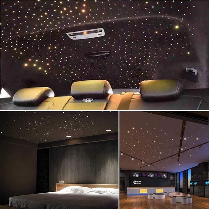AKEPO 16W Starlights Headliner Kit Mixed Sizes 335pcs (0.03+0.04+0.06in) 13.1ft/4m, APP+Music Activated Effect Fiber Optic Star Lights Kit with Remote Controller for Car Home