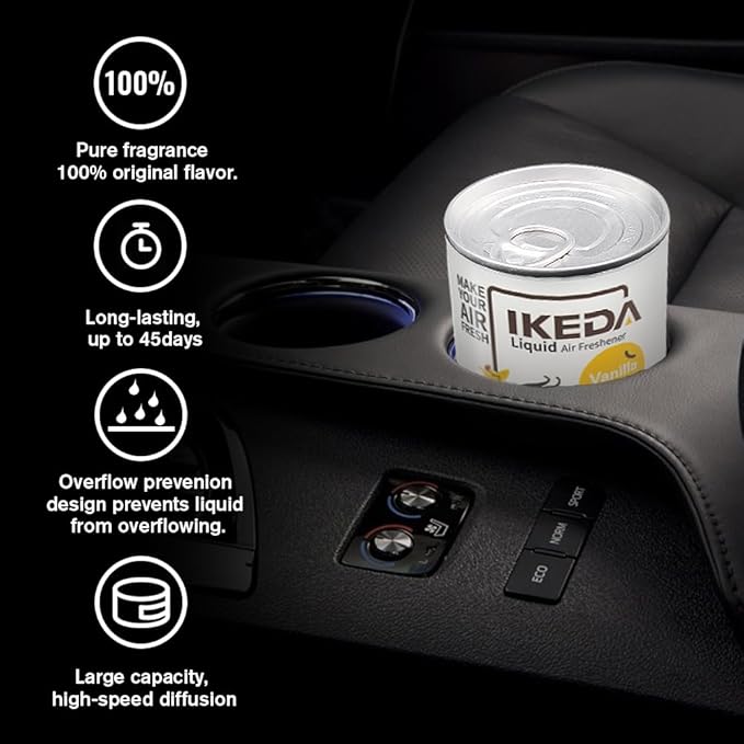 Car Air Freshener: Vanilla Scents | Car Fresheners | Strong Fragrance | Smoke Smell Remover | Liquid Cans Freshener | For Auto Home | 120g | 1 pack