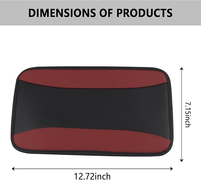 Stylish Car Center Console Cover,PU Leather Car Armrest Cover Prevent Scratches on Center Console,Universal Car Armrest Cushion Car Accessories Interior for Car SUV Truck (Burgundy)