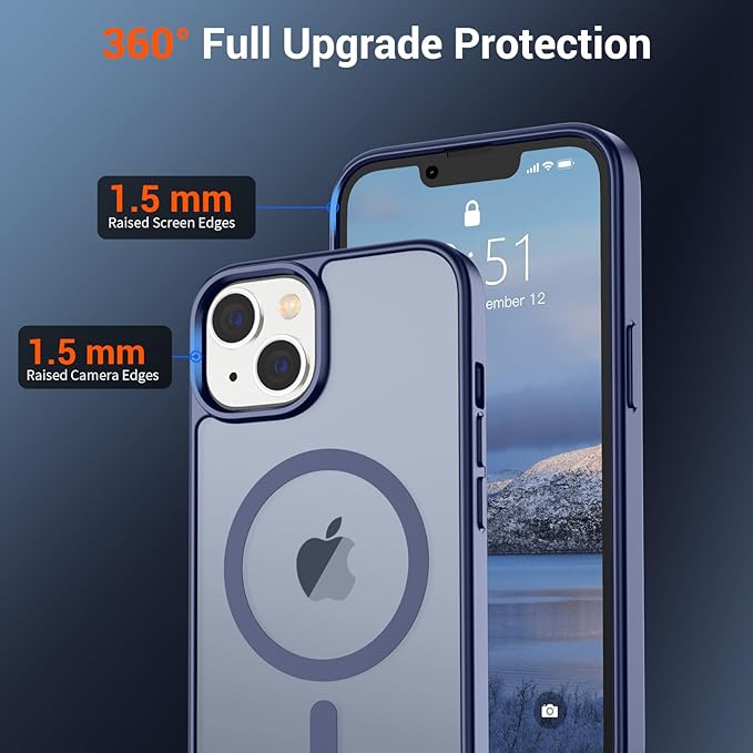 SUPFINE Magnetic for iPhone 14 Case & iPhone 13 Case (Compatible with MagSafe)(Military Grade Drop Protection) Slim Translucent Matte Shockproof Phone Cover,Lavender Gray