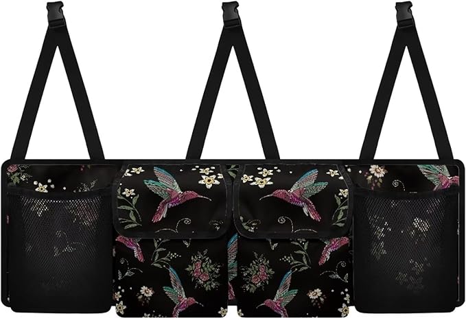 Hummingbird Trunk Organizer Car Women Floral Flowers Foldable Backseat Hanging Organizer,Sturdy Space Saving Expert