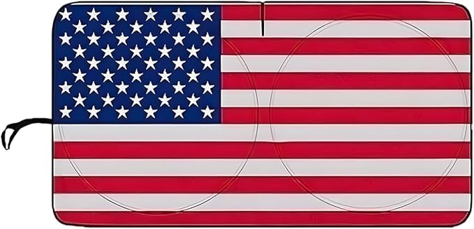 American Flag Car Windshield Sun Shade, Foldable Car Front Window Sunshade for Cars SUV Truck, Auto Interior Sun Protection Cover, Blocks UV Rays & Keeps Your Vehicle Cool (Red, M)