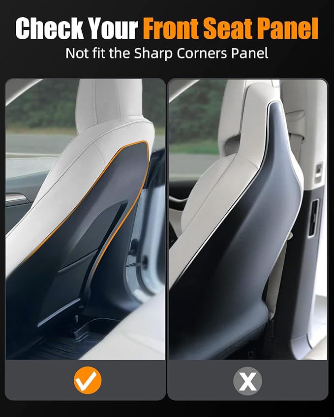 Leather Seat Back Protector Designed for Tesla Model Y Model 3 Model S/X Accessories(Includes 2025 Model Y & 2024-2025 Model 3 Highland), Wear-Resistant Kick Mats with Organizer Pocket, Set of 2