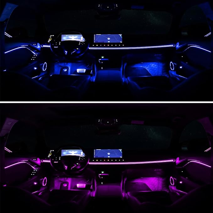 Zpana Car LED Interior Strip Light with APP Control, 16 Million Colors 5-in-1 RGB Sound Active Ambient Light with 236" Fiber Optic, Auto Inside USB Atmosphere Light Strip, Universal Fit