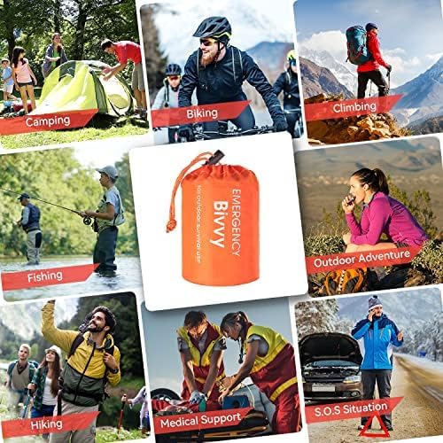 Esky Emergency Sleeping Bag, Survival Bag Portable Thermal Bivy Sack, Waterproof Lightweight Emergency Blanket Survival Gear with Compass for Camping Hiking Outdoor Adventure