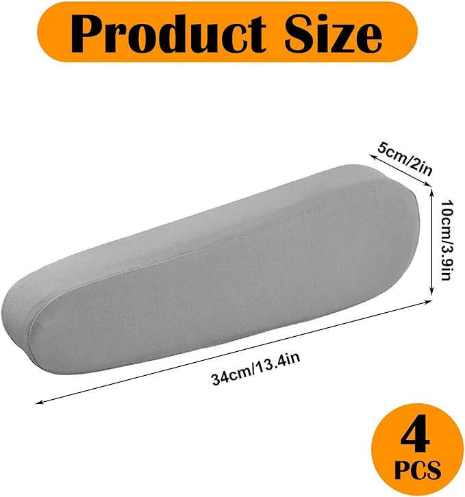 4 Pcs Arm Rest Cover for Car, Car Armrest Cover Armrest Covers for Cars Front Auto Seat Armrests Protectors Arms Rest Replacement Elastic Protector Vehicle Interior Decor(Gray)