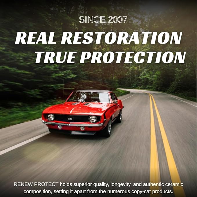 RENEW PROTECT - BLAK+GLOZ, Super Shine Combo - Acrylic Ceramic-Hybrid Protectant, Tire & Trim Restorer, Gloss to Mirror-Shine, RVs- Golf Cart- and Motorcycle-Safe, Wash-Proof, 5 min Dry-Seal 6.8oz