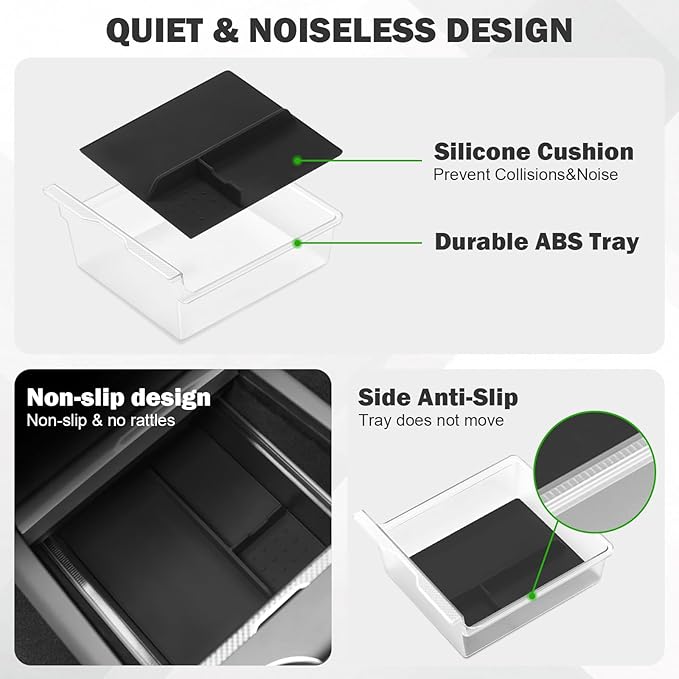 9PCS Center Console Organizer Set for Tesla Model Y Juniper 2026, Console Storage Tray Kit with Anti-Slip Wireless Charging Pad, Armrest Organizer & Cup Holder Insert (Not for Standard)